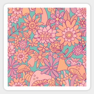 Muted pinks sixties seventies floral Sticker